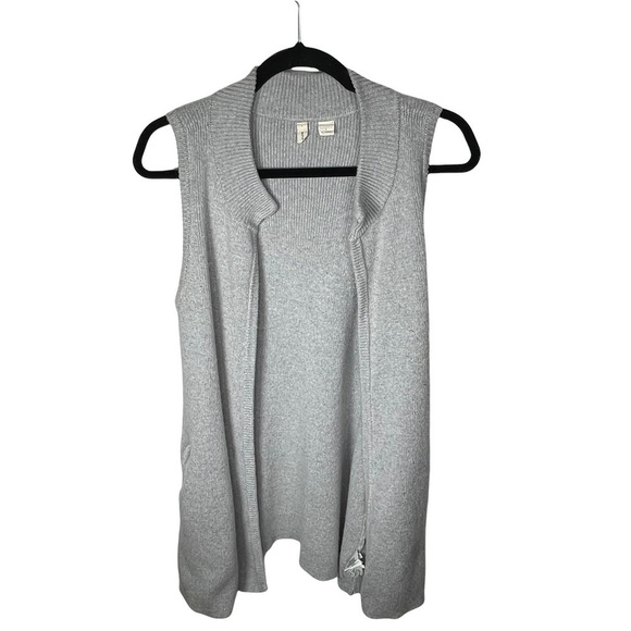 Anthropologie Moth Danna Duster Vest Light Cable Knit Gray Sweater Small - Picture 2 of 13